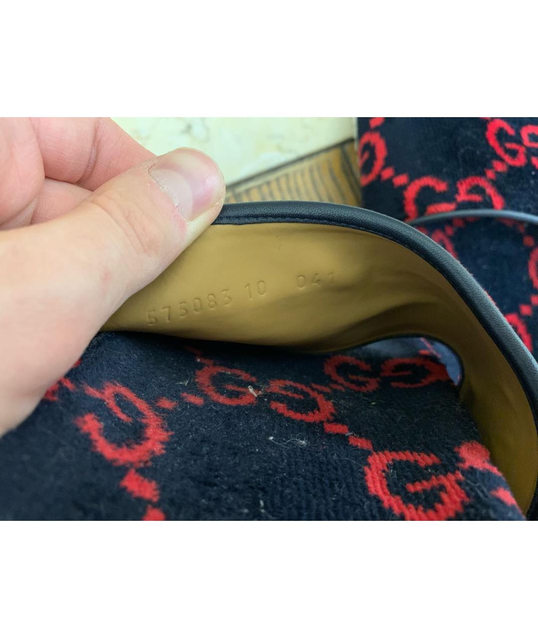 GUCCI Темно-синие бархатные шлепанцы, фото 4