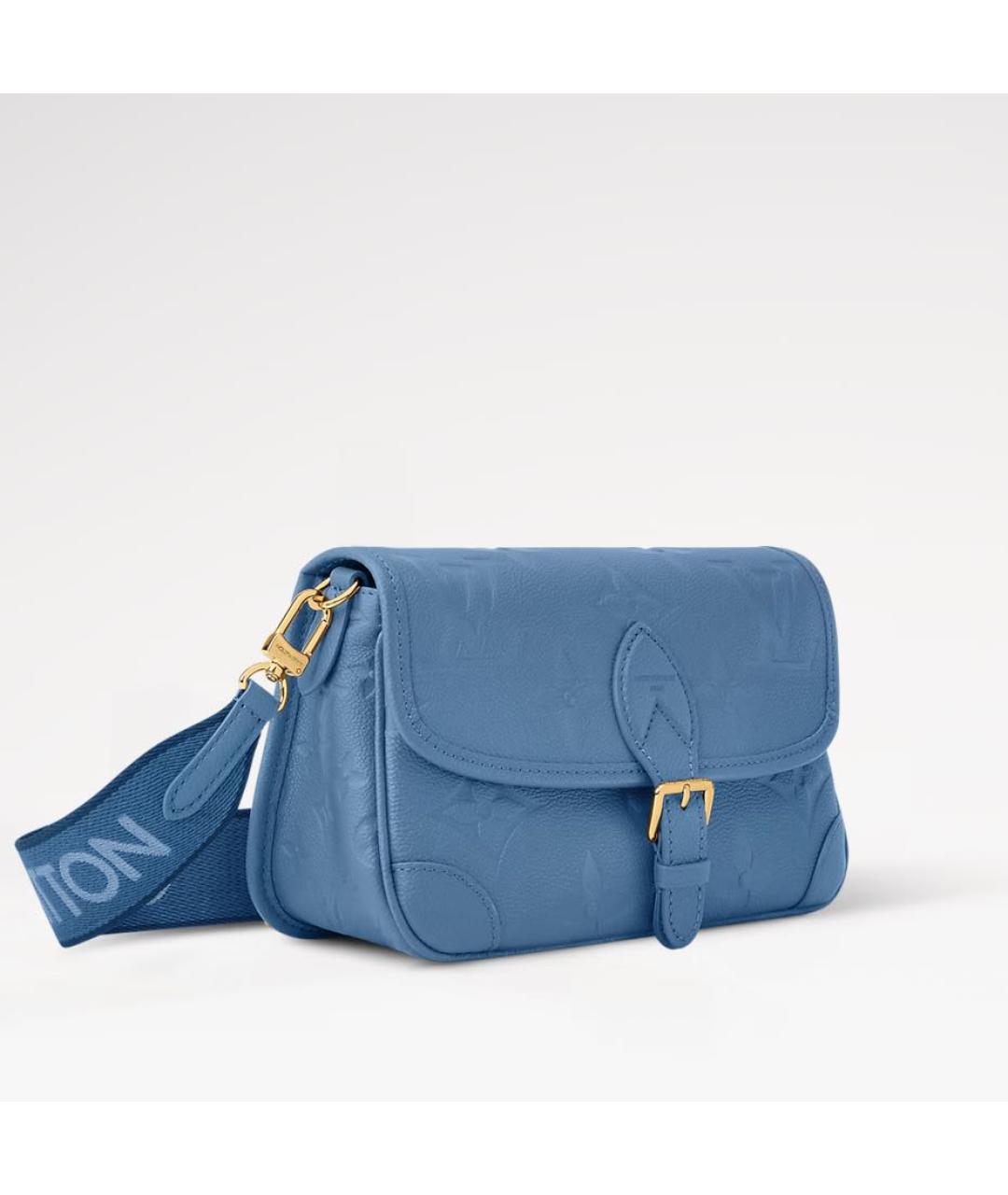 LOUIS VUITTON Голубая кожаная сумка тоут, фото 3