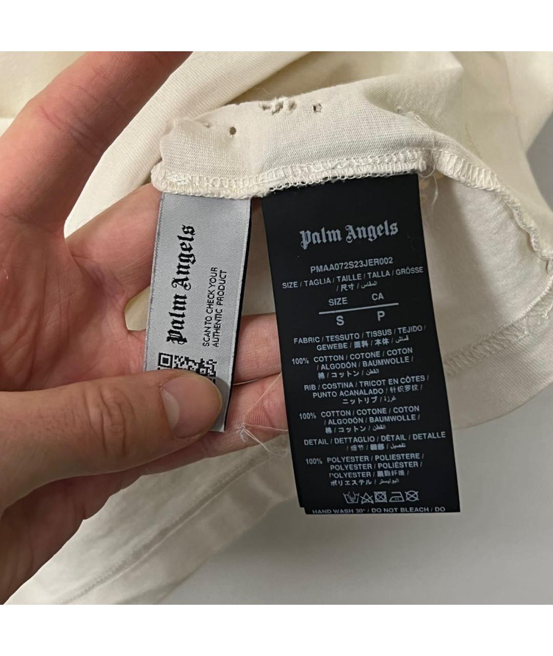 PALM ANGELS Бежевая хлопковая футболка, фото 5