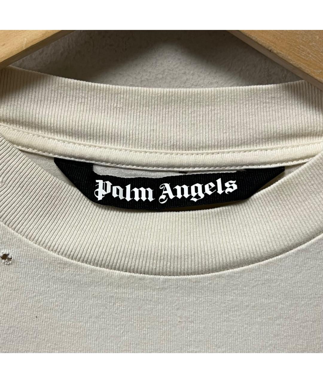PALM ANGELS Бежевая хлопковая футболка, фото 4