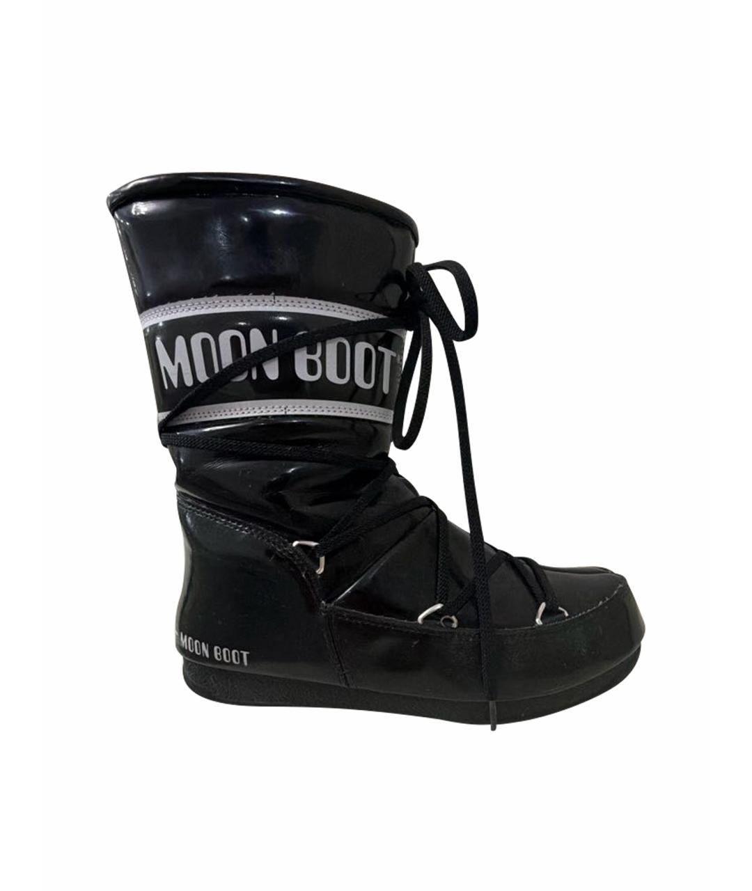 MOON BOOT Черные полусапоги из лакированной кожи, фото 1