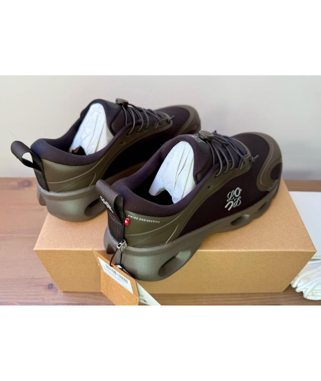 LOEWE Коричневые текстильные низкие кроссовки / кеды, фото 6