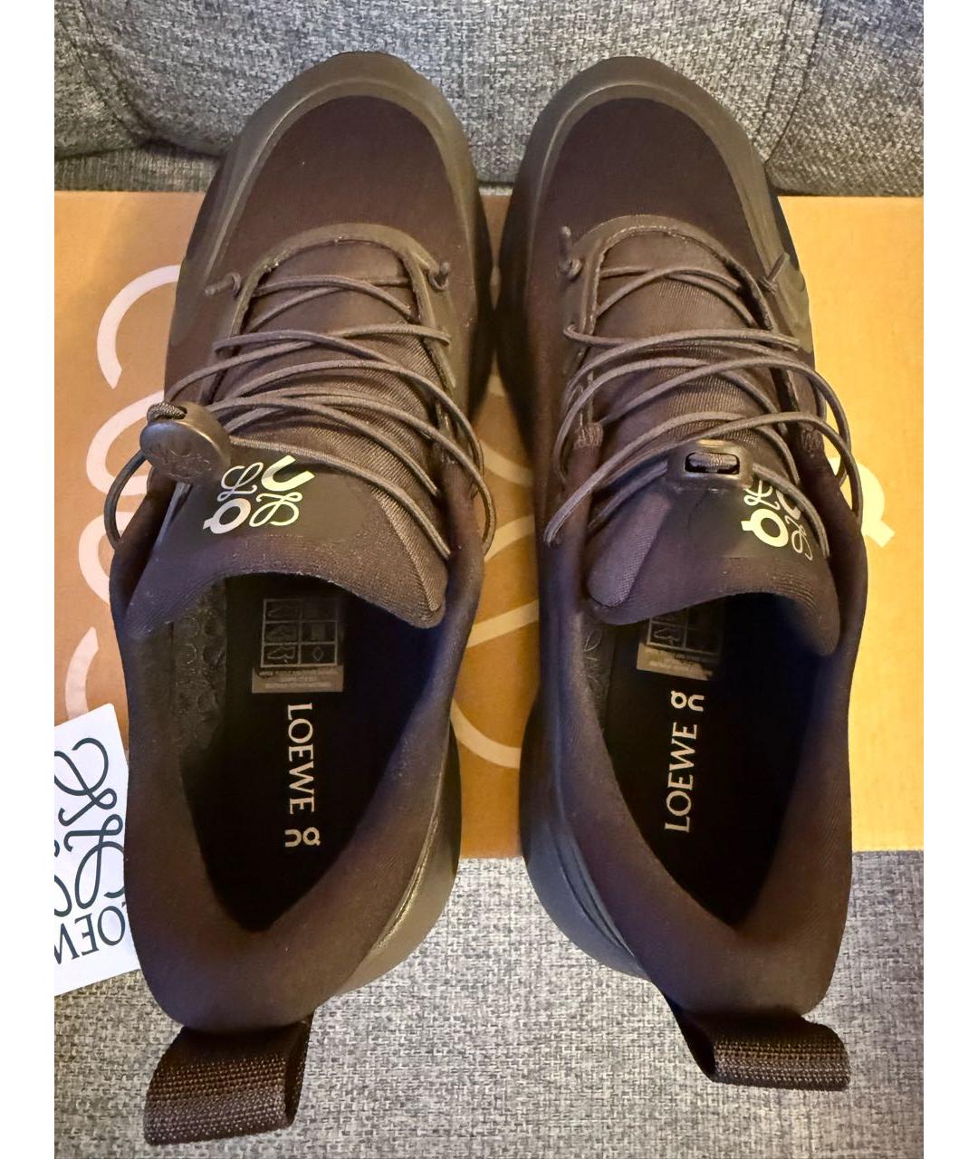 LOEWE Коричневые текстильные низкие кроссовки / кеды, фото 3
