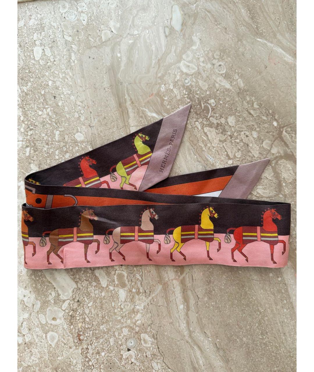 HERMES Мульти шелковый шарф, фото 2