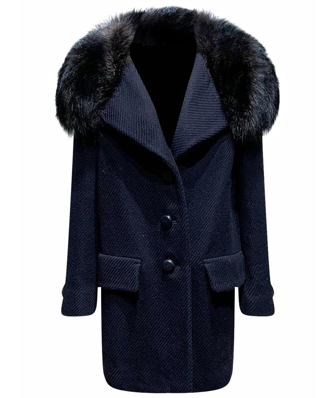 PRADA Темно-синее шерстяное пальто, фото 1