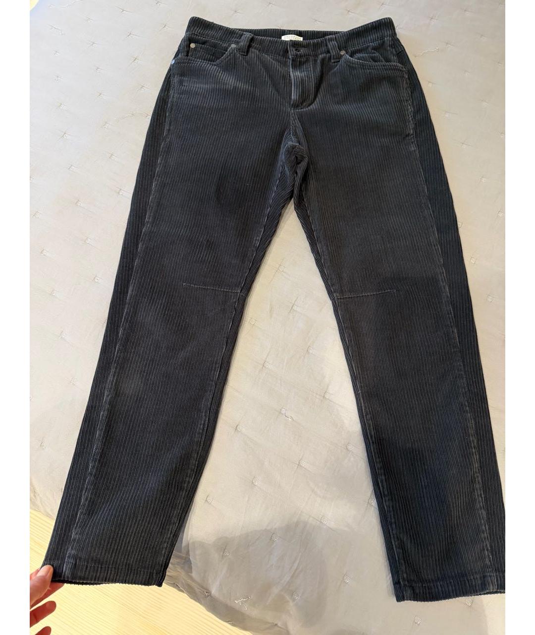 BRUNELLO CUCINELLI Серые хлопковые брюки узкие, фото 5