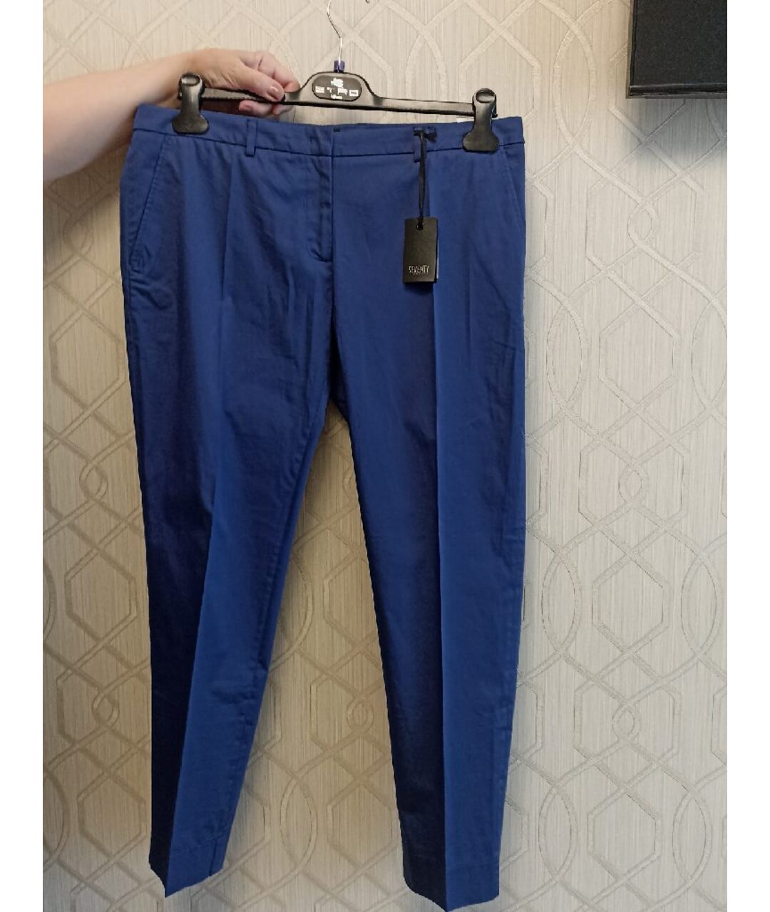 SEVENTY Синие хлопко-эластановые прямые брюки, фото 7