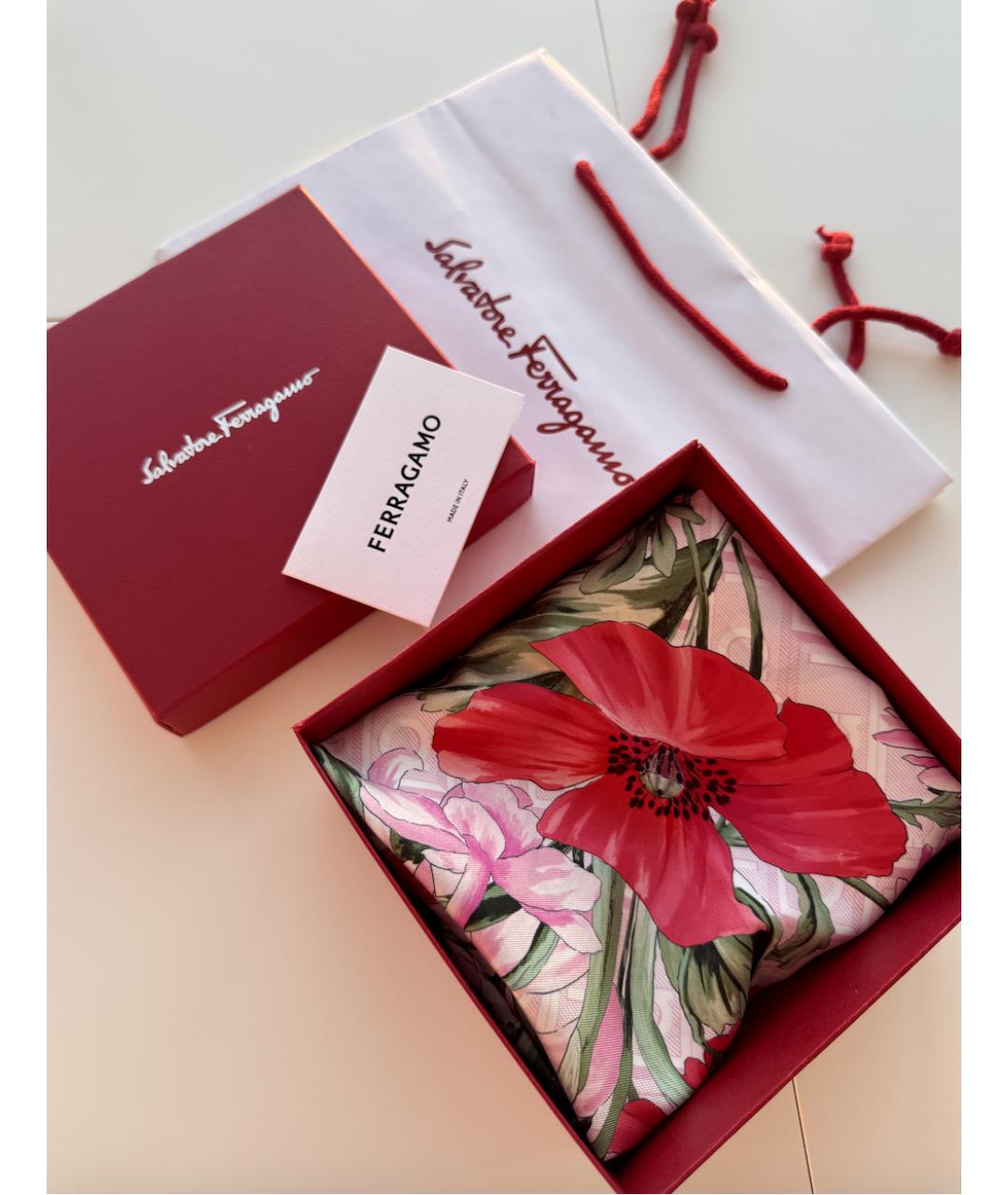 FERRAGAMO Розовый шелковый платок, фото 5