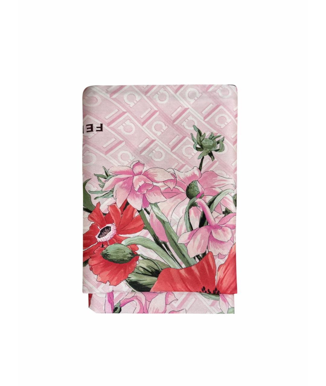 FERRAGAMO Розовый шелковый платок, фото 1