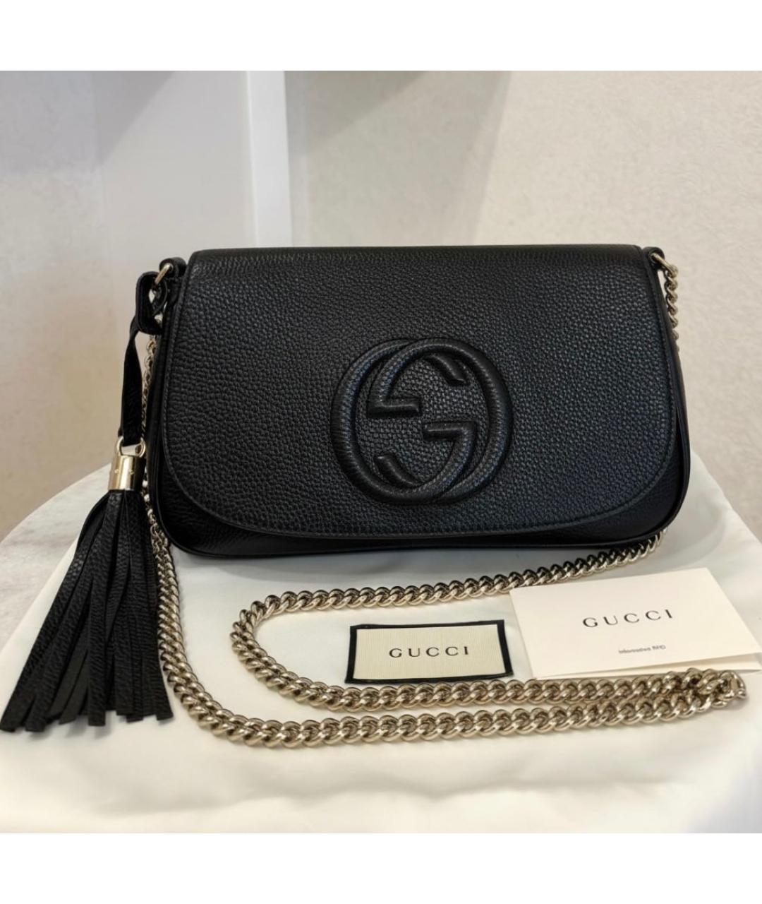 GUCCI Черная кожаная сумка через плечо, фото 2