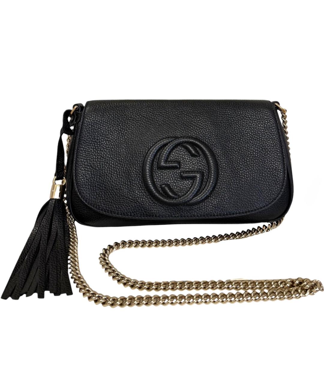 GUCCI Черная кожаная сумка через плечо, фото 9