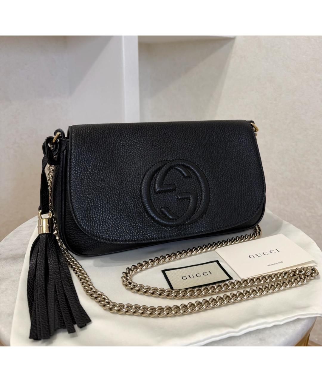 GUCCI Черная кожаная сумка через плечо, фото 3