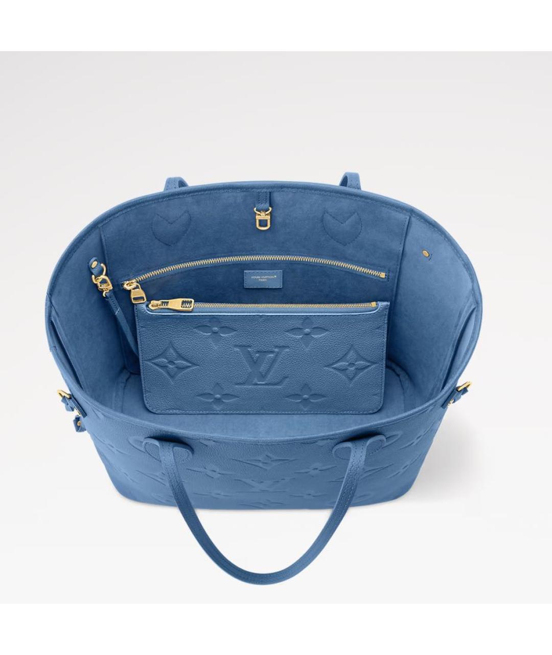 LOUIS VUITTON Голубая кожаная сумка тоут, фото 3