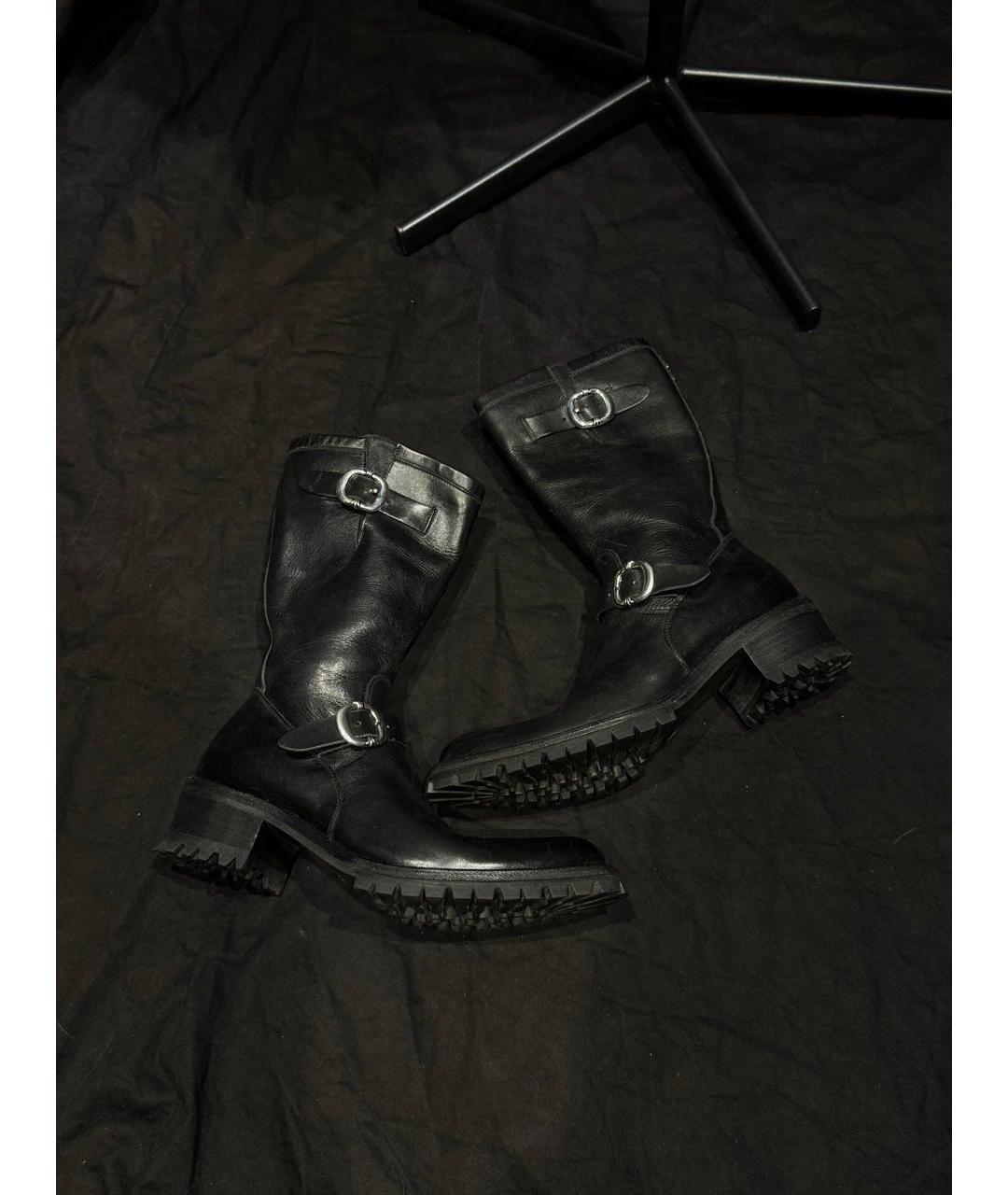 CHROME HEARTS Черные кожаные высокие ботинки, фото 5