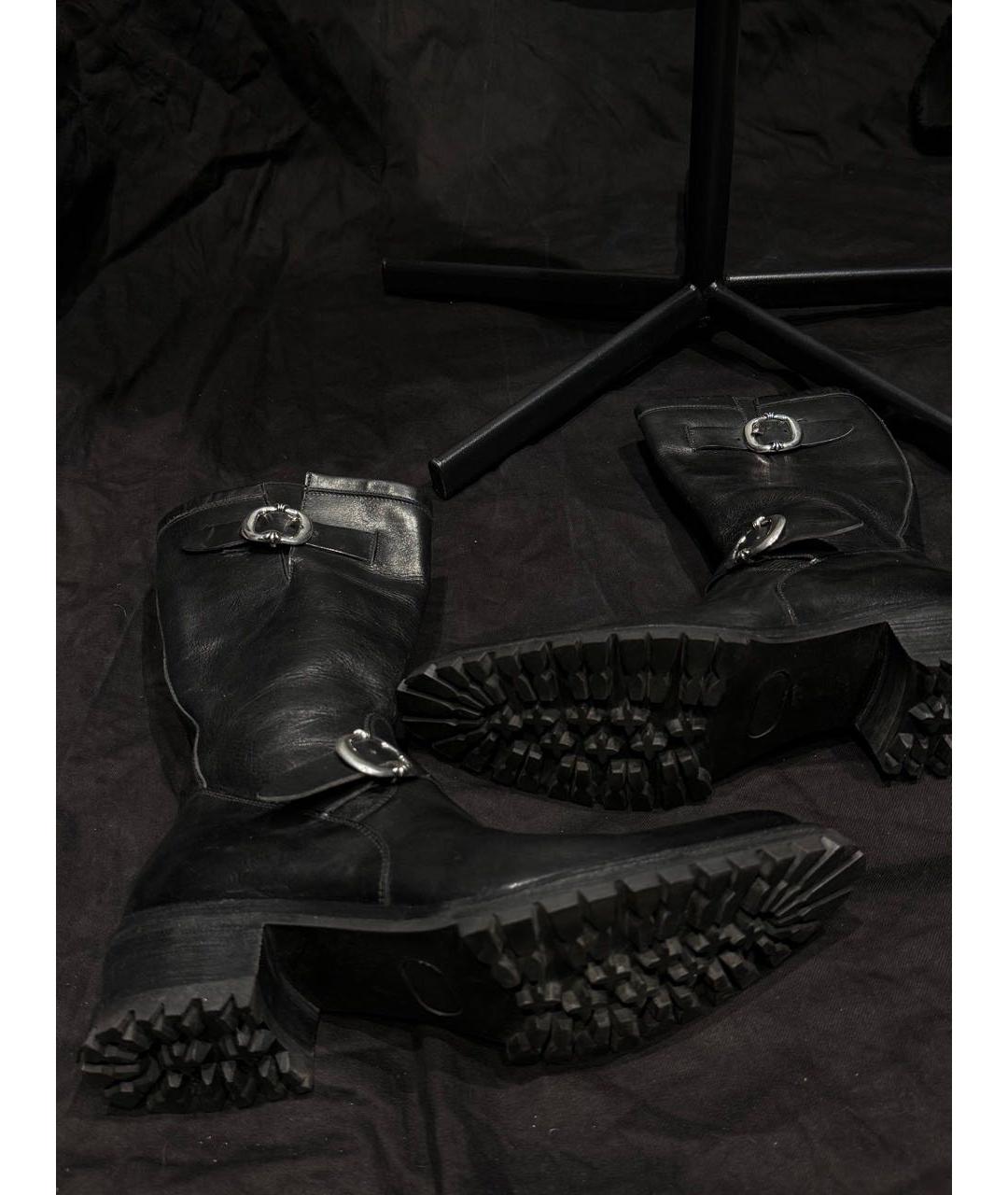 CHROME HEARTS Черные кожаные высокие ботинки, фото 3