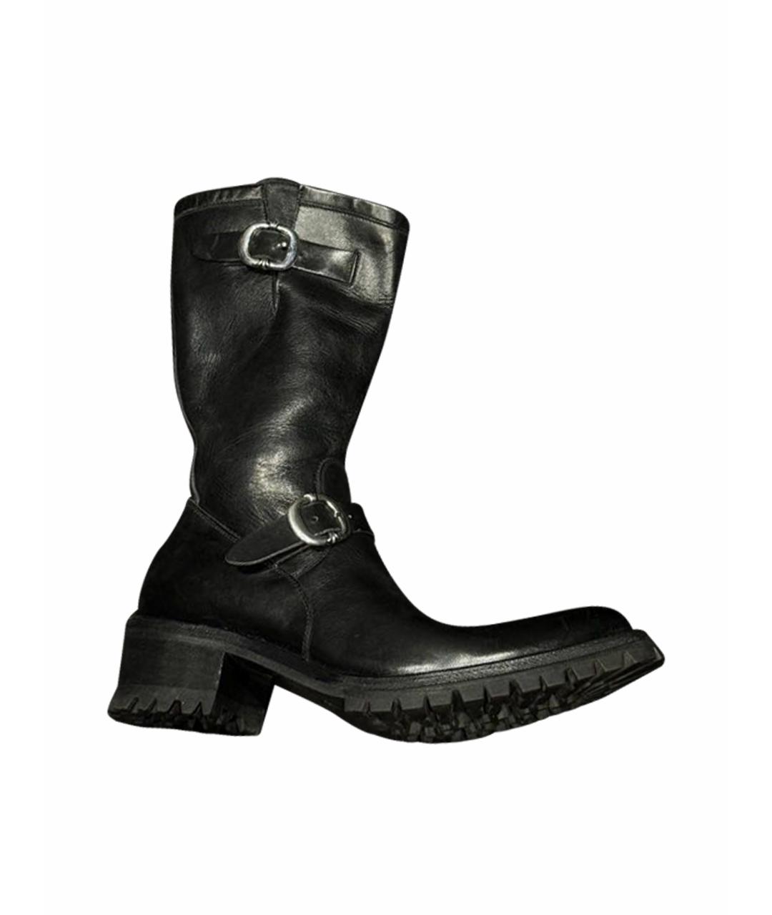 CHROME HEARTS Черные кожаные высокие ботинки, фото 1