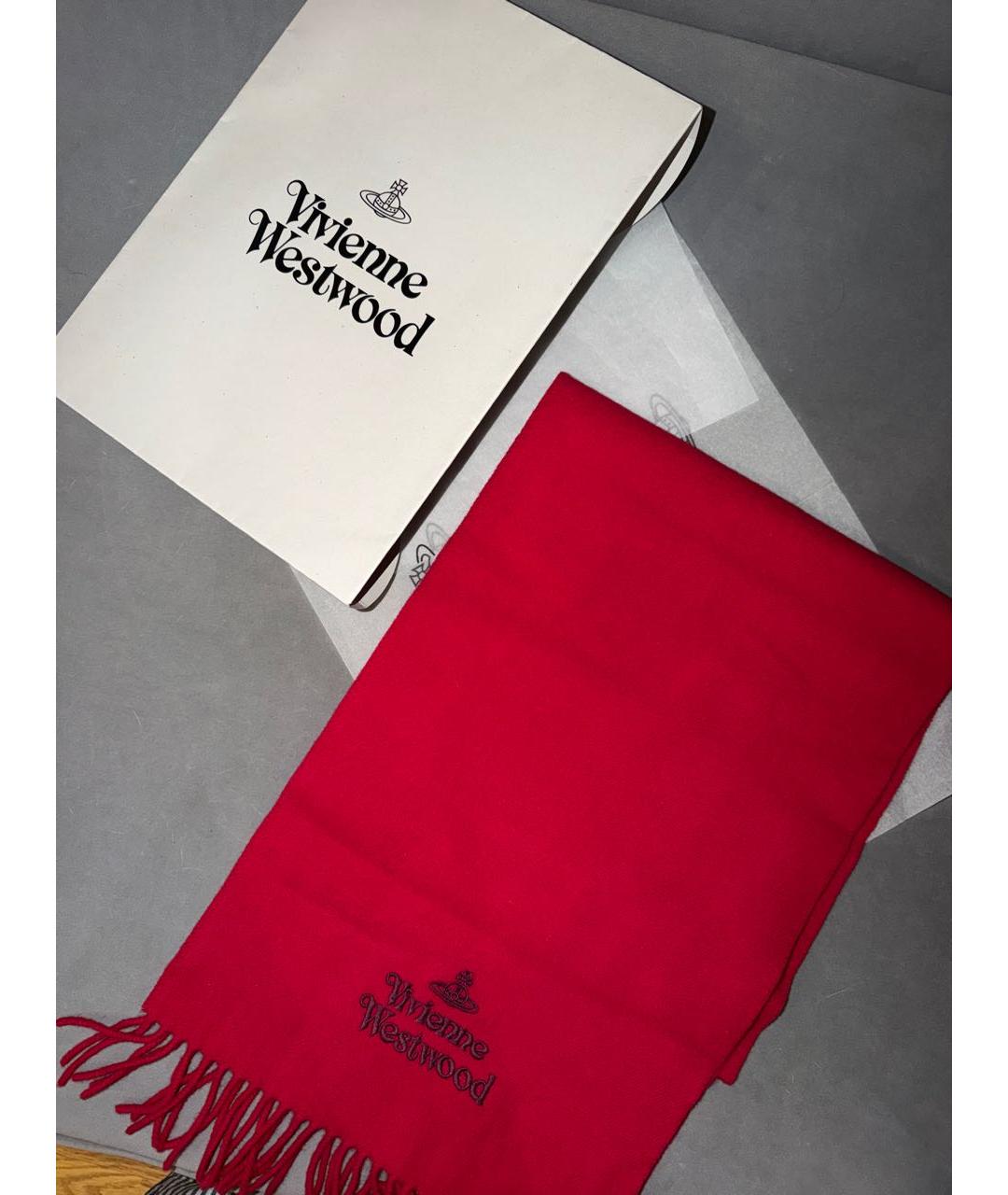 VIVIENNE WESTWOOD Красный шерстяной шарф, фото 4