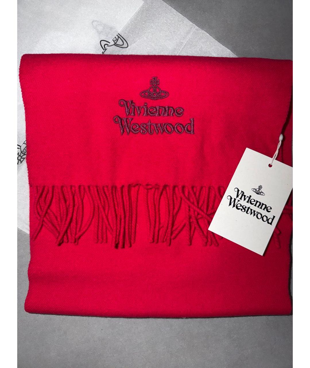 VIVIENNE WESTWOOD Красный шерстяной шарф, фото 2