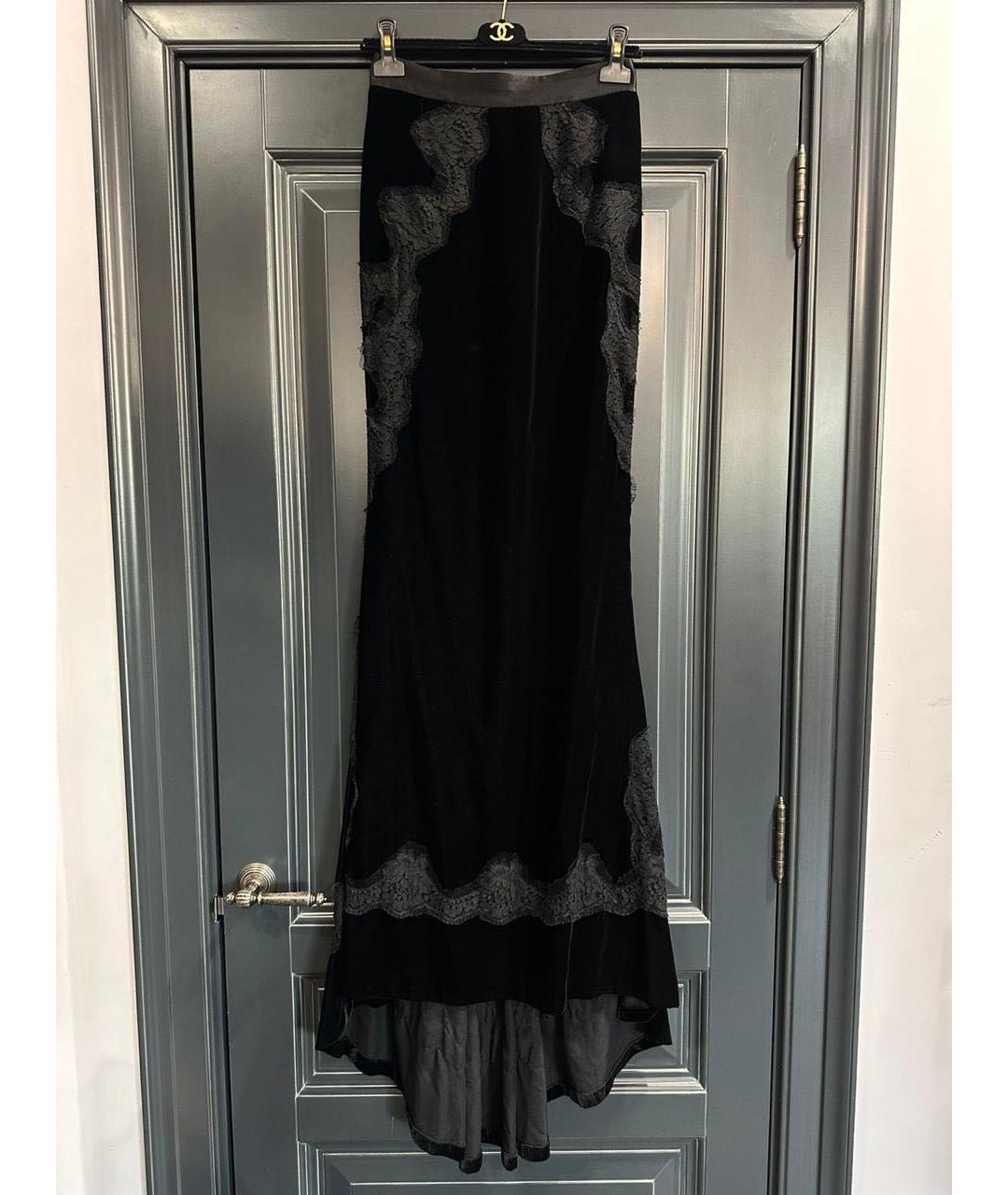 DOLCE&GABBANA Черная бархатная юбка макси, фото 4