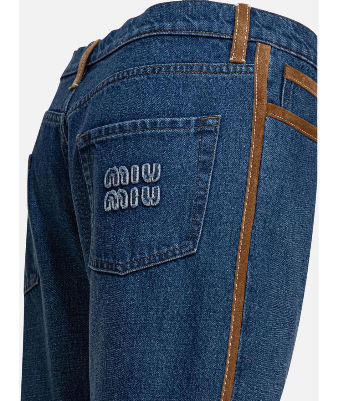 MIU MIU Синие хлопковые прямые джинсы, фото 6