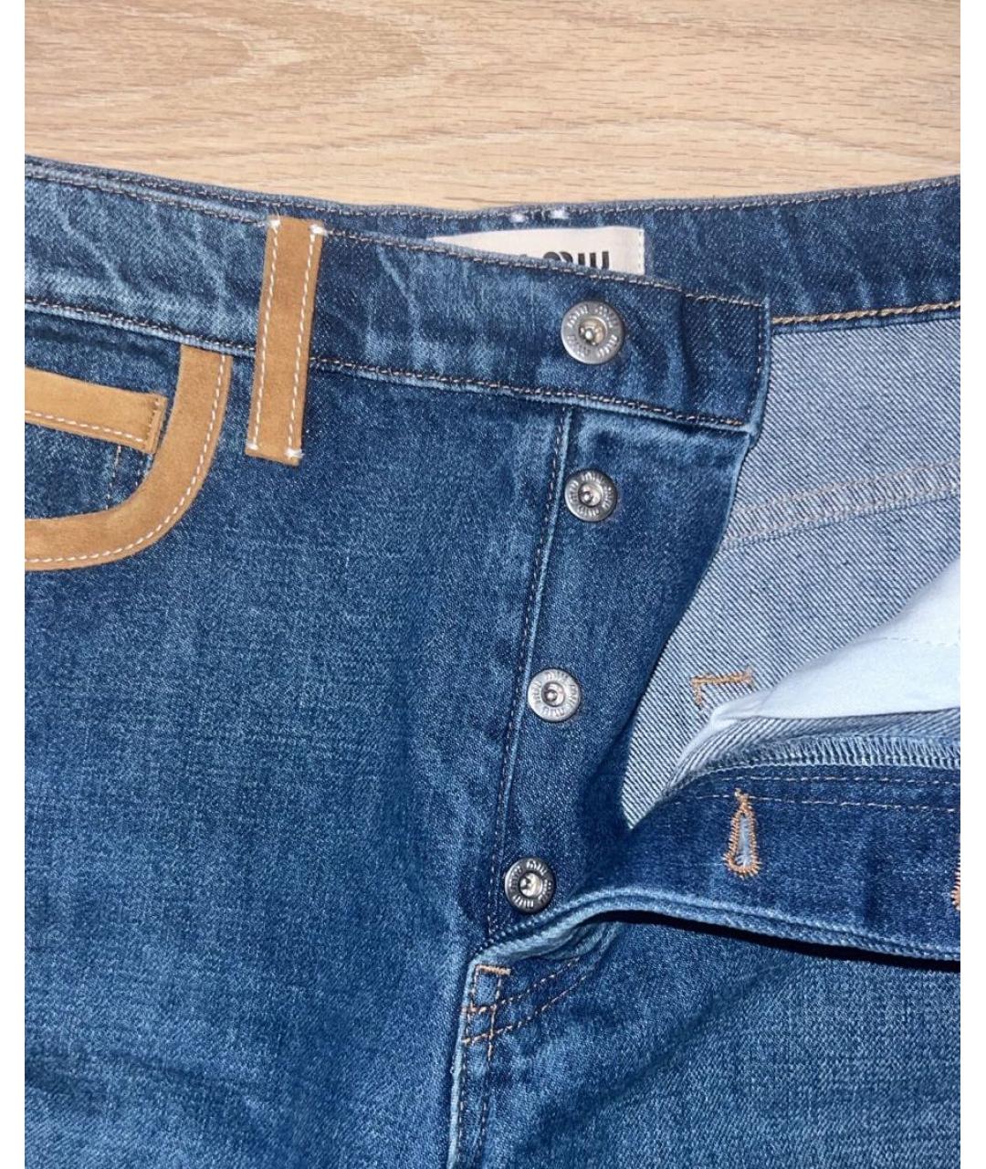 MIU MIU Синие хлопковые прямые джинсы, фото 4