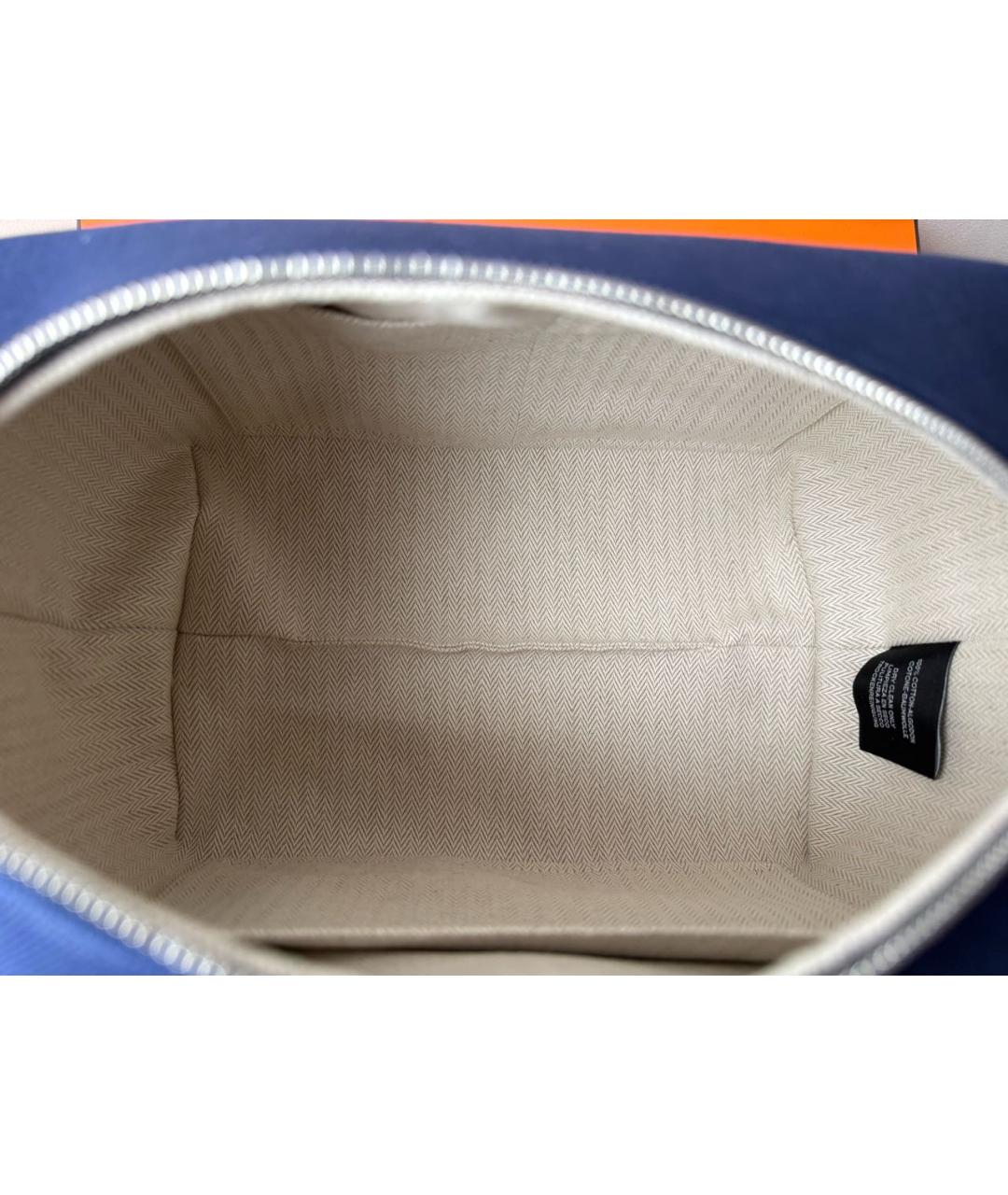 HERMES Синяя хлопковая сумка с короткими ручками, фото 4