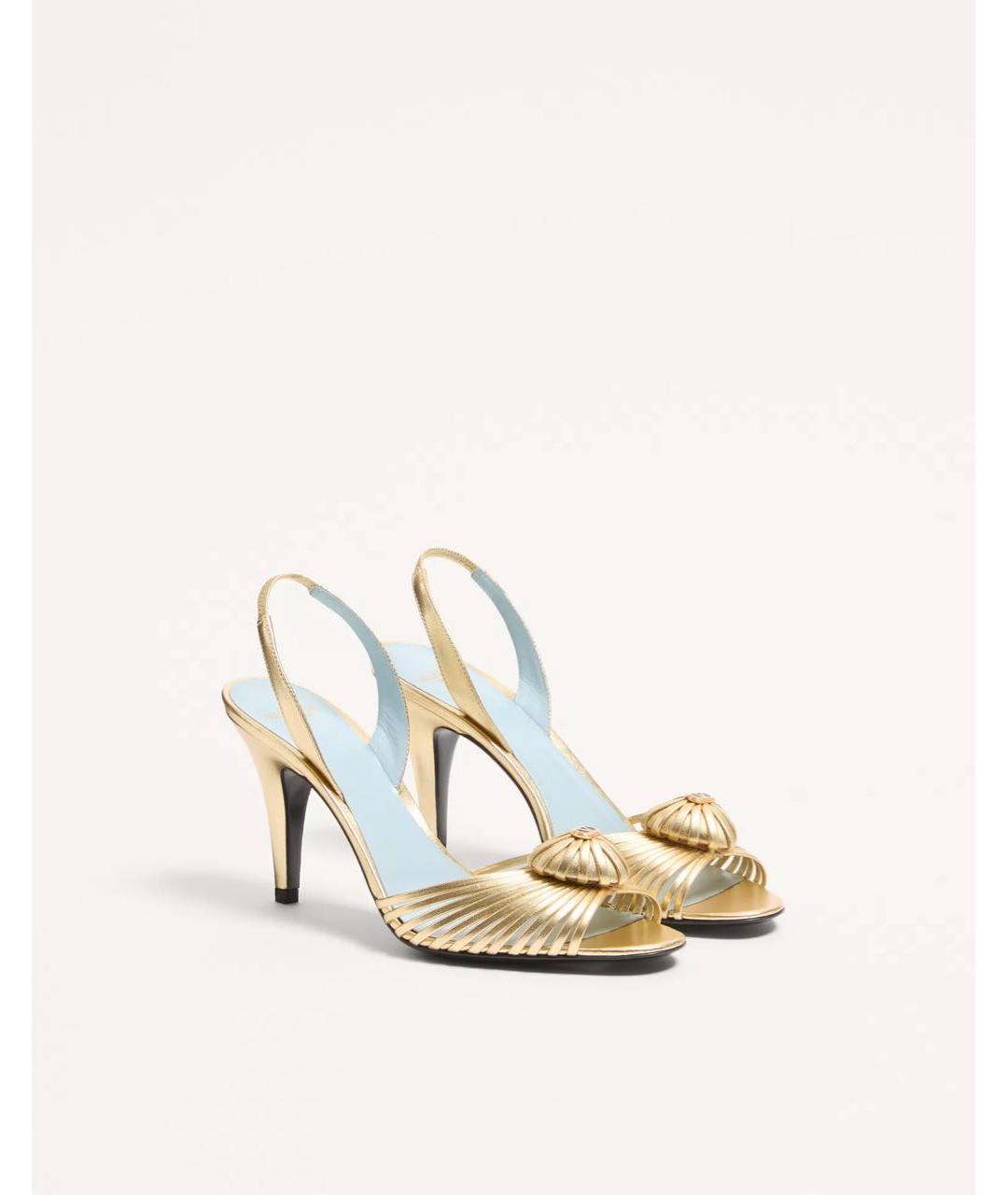 VALENTINO Золотые кожаные туфли, фото 3