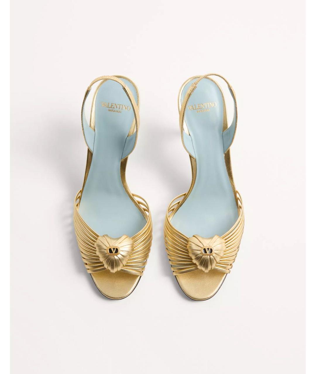 VALENTINO Золотые кожаные туфли, фото 4