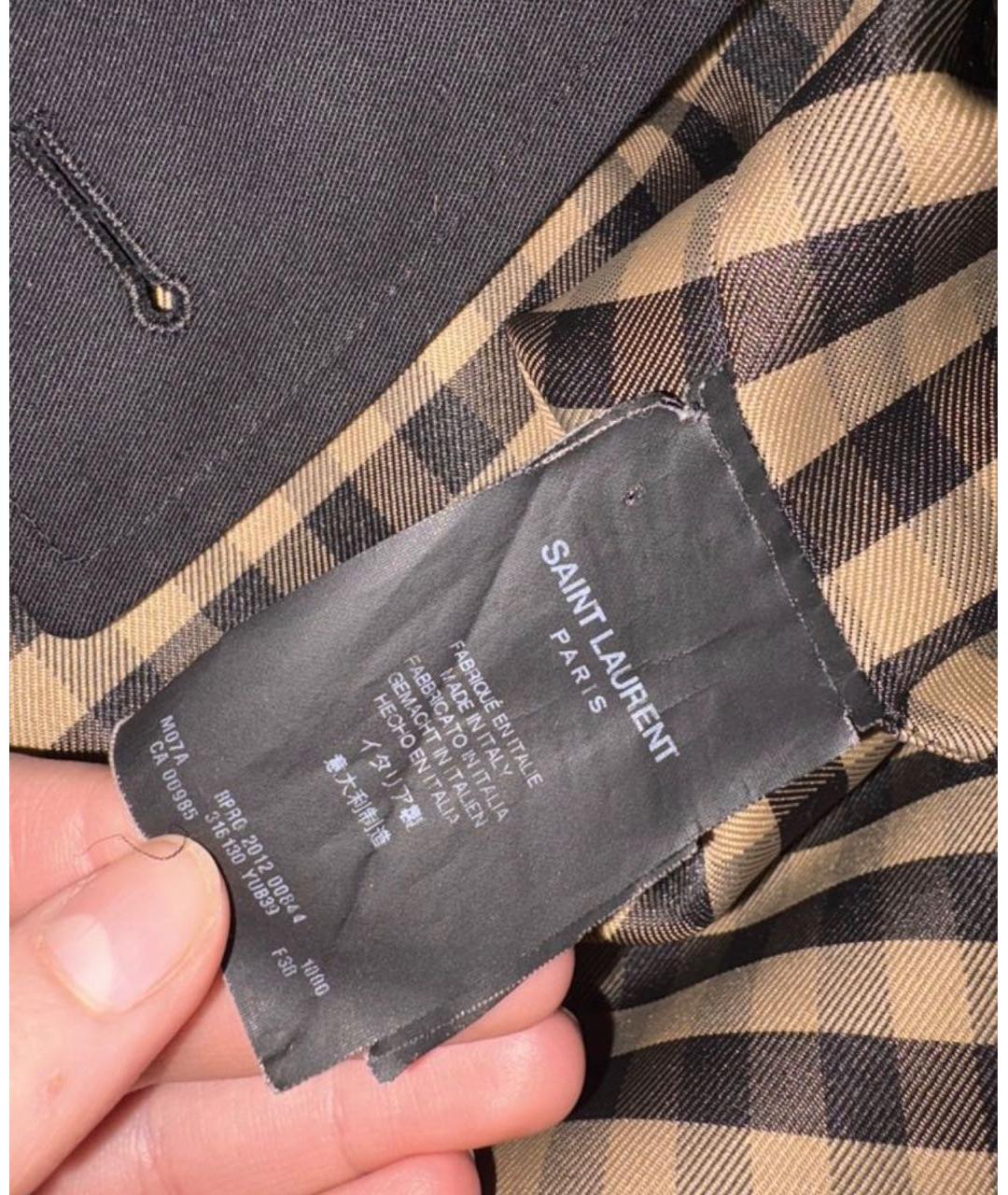 SAINT LAURENT Черный хлопковый тренч/плащ, фото 8