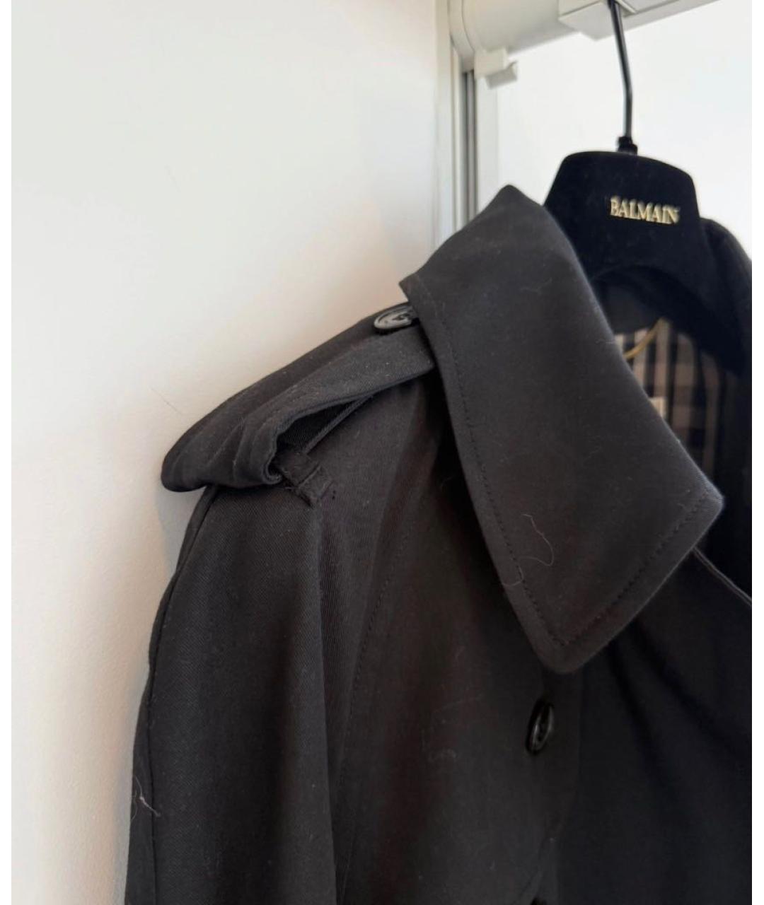 SAINT LAURENT Черный хлопковый тренч/плащ, фото 4