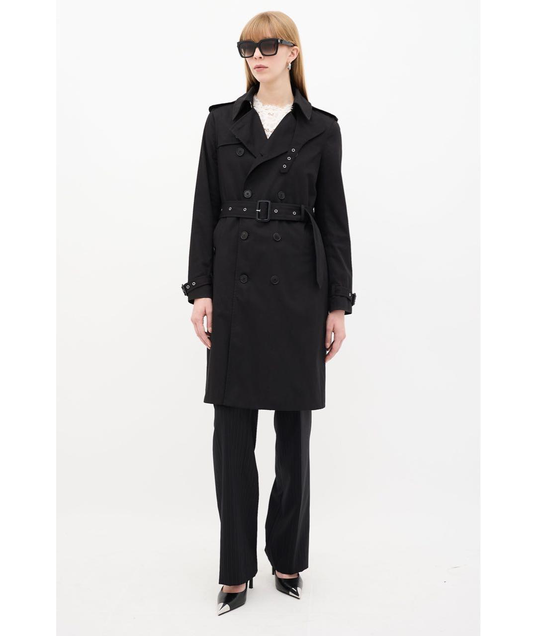 SAINT LAURENT Черный хлопковый тренч/плащ, фото 2