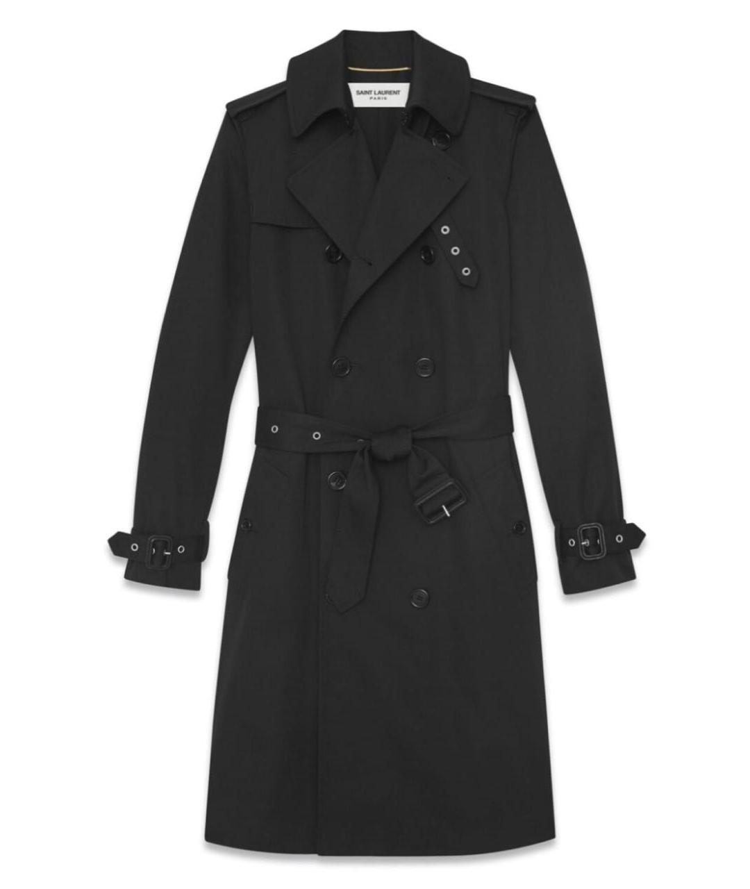 SAINT LAURENT Черный хлопковый тренч/плащ, фото 9