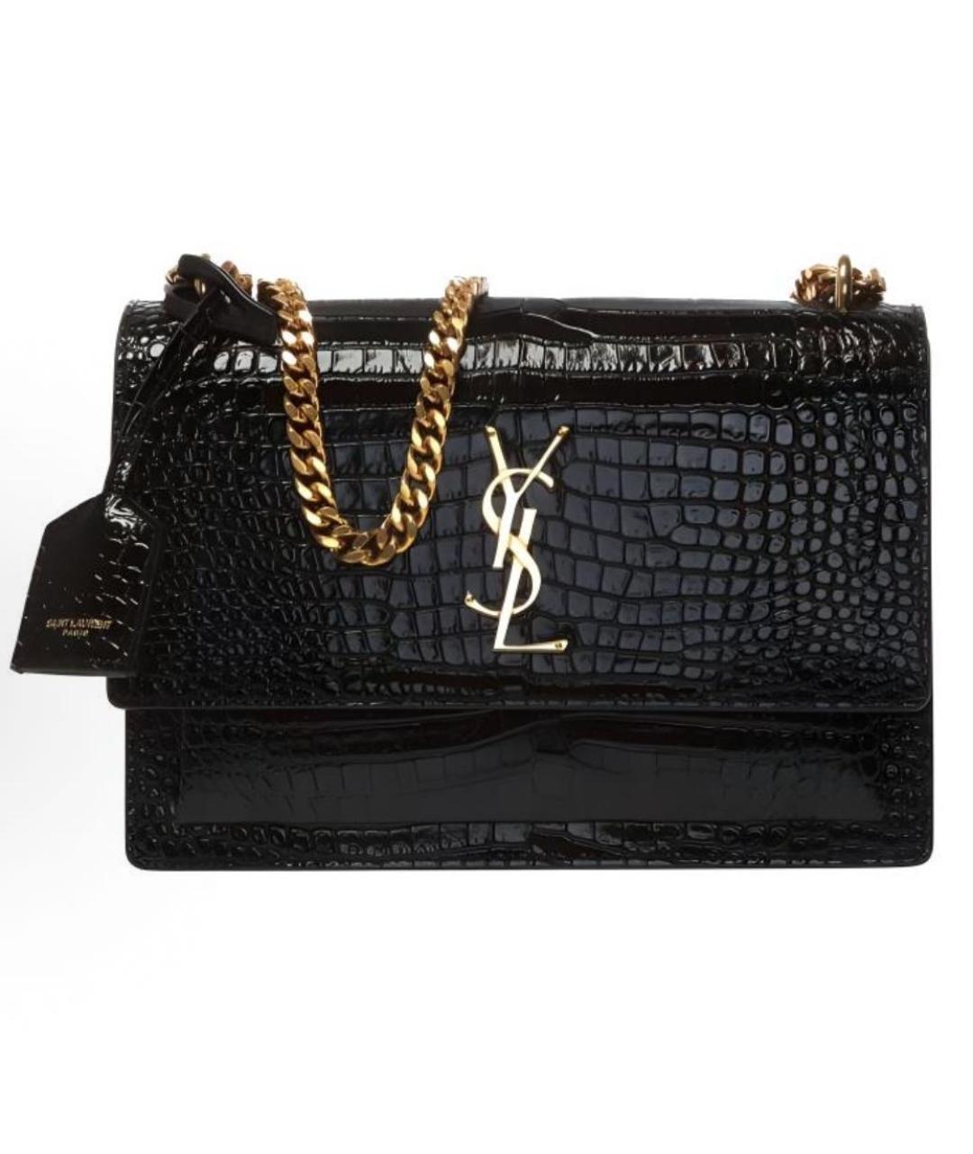 SAINT LAURENT Черная кожаная сумка через плечо, фото 5