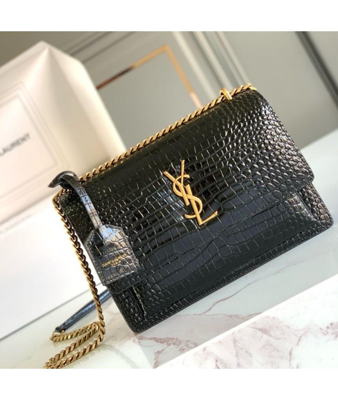 SAINT LAURENT Черная кожаная сумка через плечо, фото 2