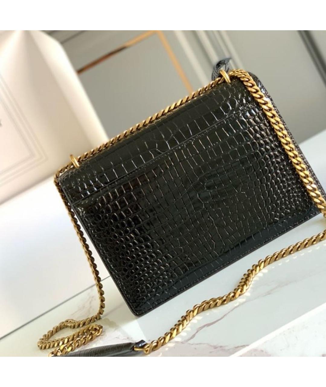 SAINT LAURENT Черная кожаная сумка через плечо, фото 3