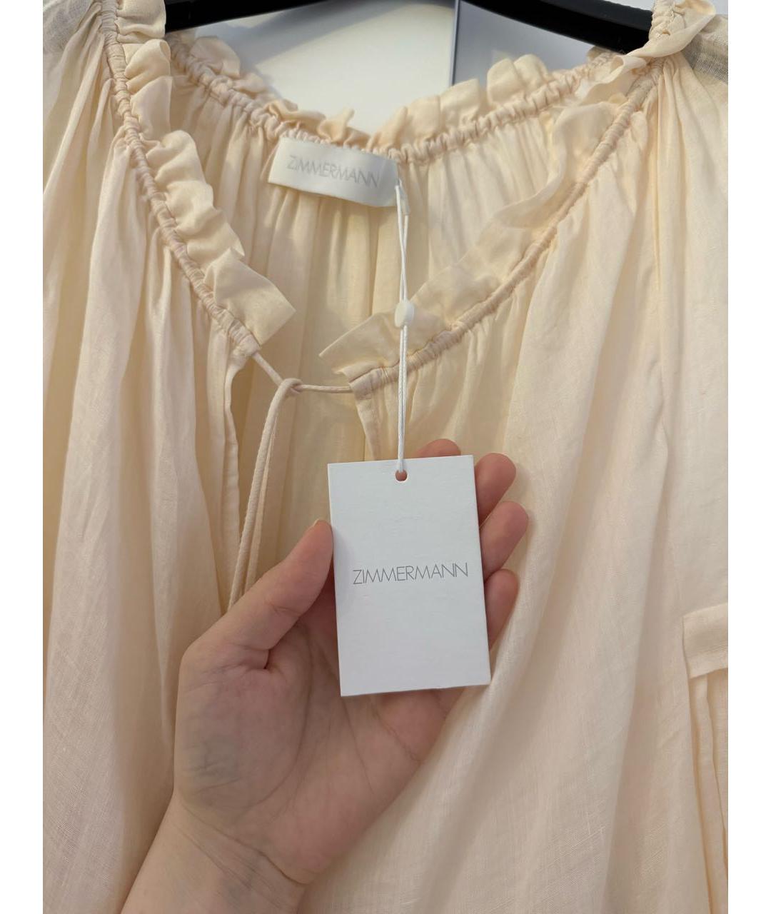 ZIMMERMANN Бежевое льняное повседневное платье, фото 8