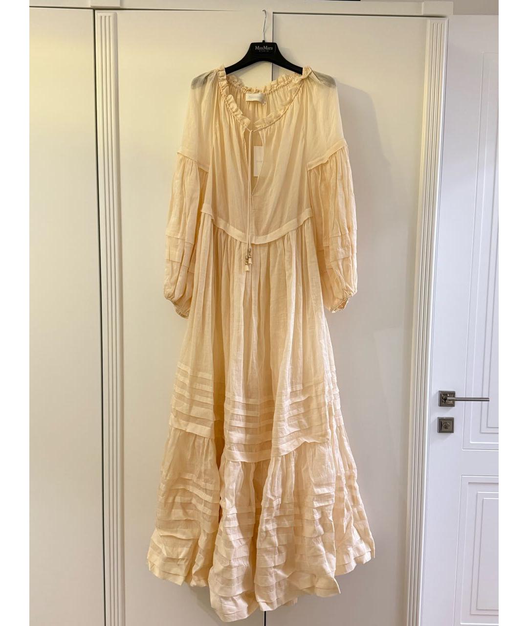 ZIMMERMANN Бежевое льняное повседневное платье, фото 4