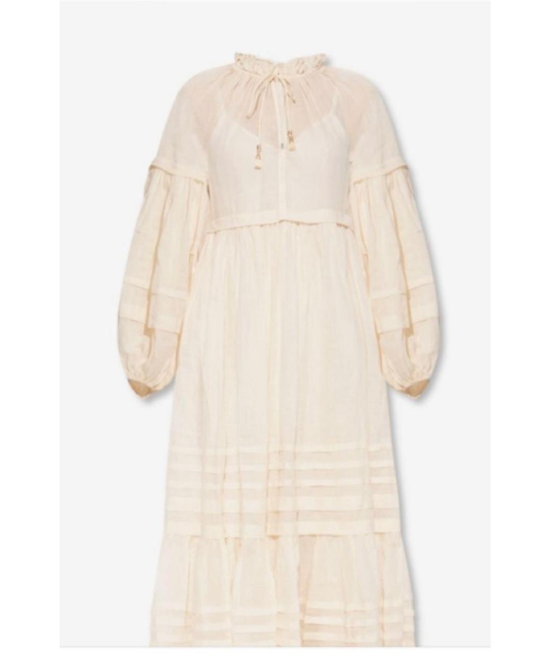 ZIMMERMANN Бежевое льняное повседневное платье, фото 2
