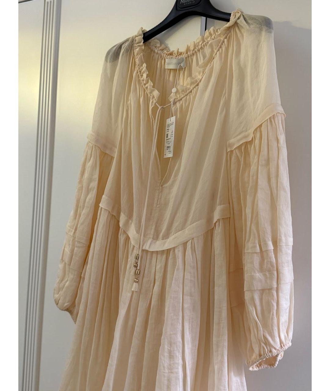 ZIMMERMANN Бежевое льняное повседневное платье, фото 5