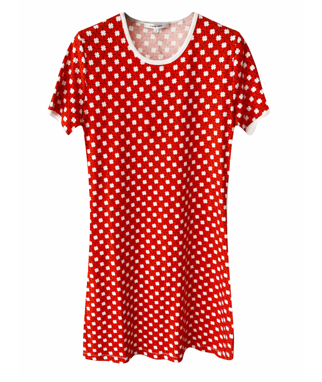 CARVEN Красное хлопко-эластановое повседневное платье, фото 1