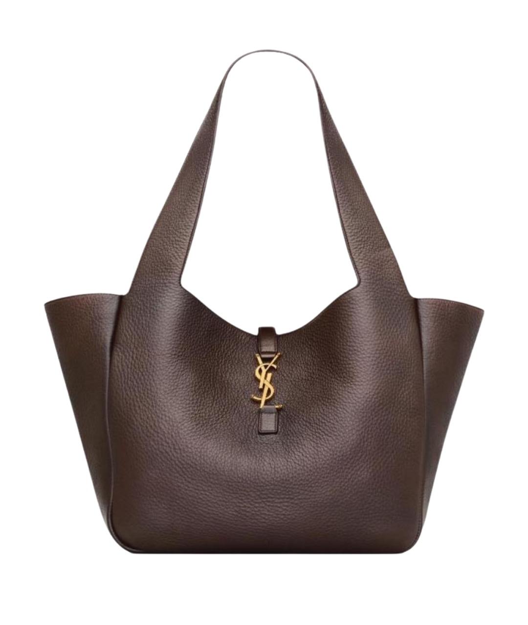SAINT LAURENT Коричневая кожаная сумка тоут, фото 1