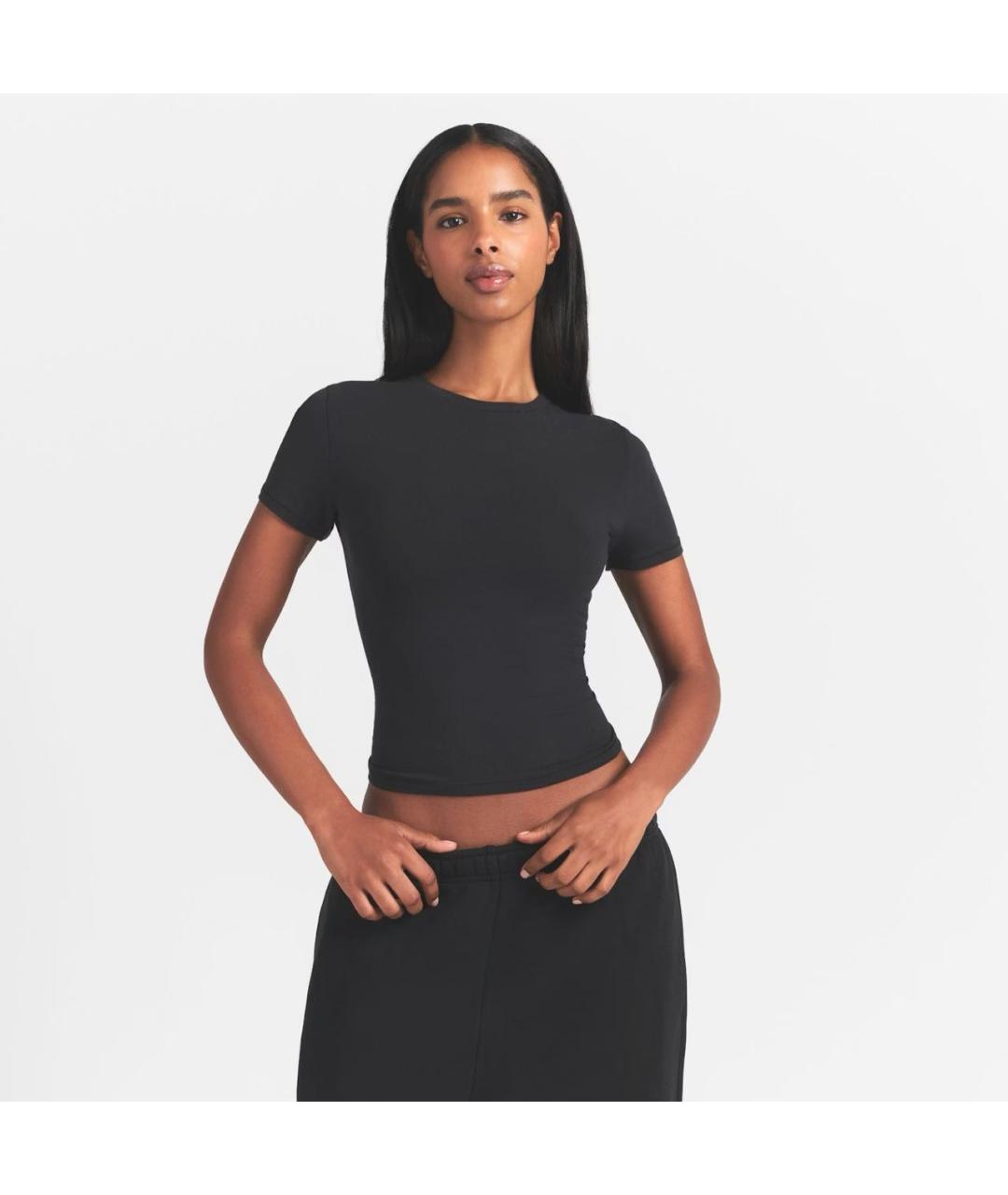 SKIMS Черная хлопковая футболка, фото 5
