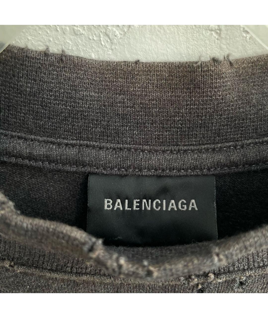 BALENCIAGA Черная хлопковая футболка, фото 6