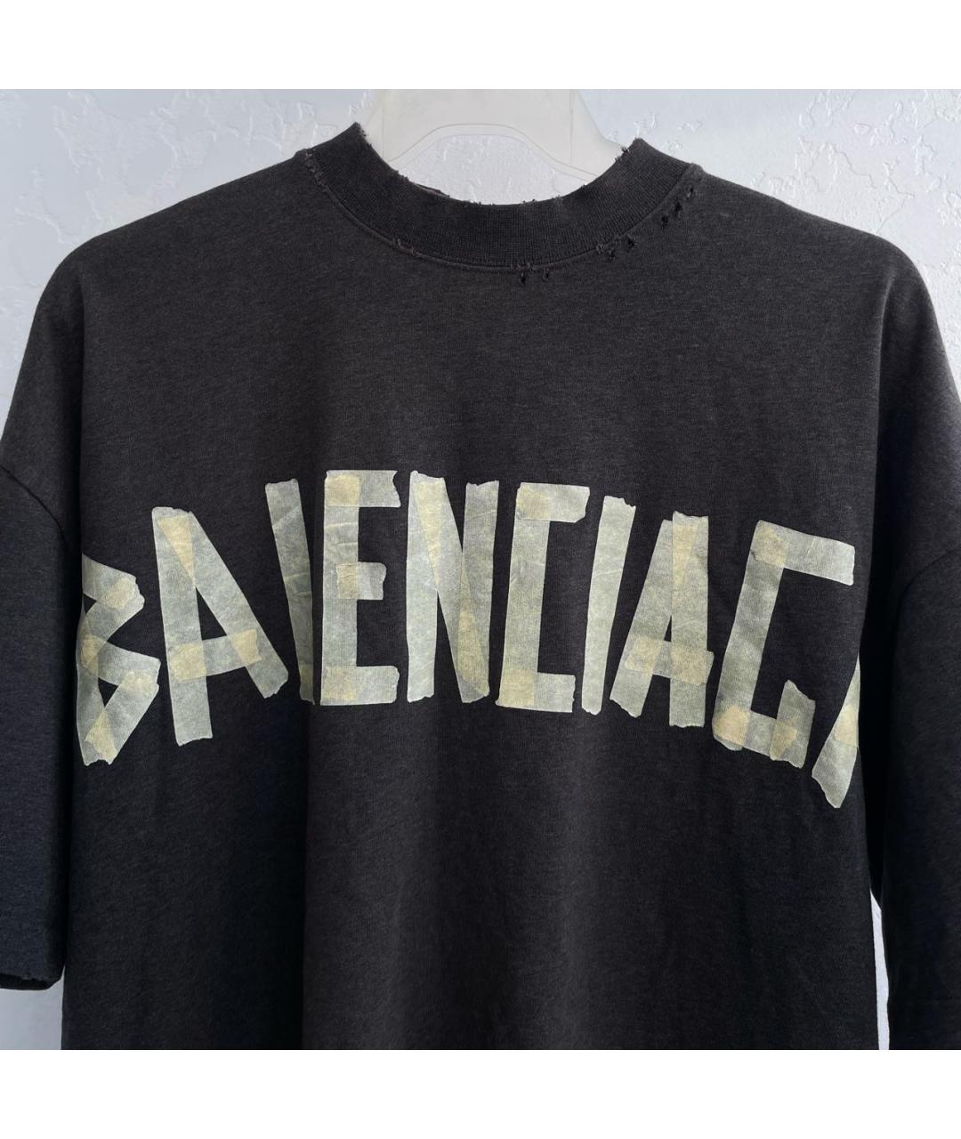 BALENCIAGA Черная хлопковая футболка, фото 3