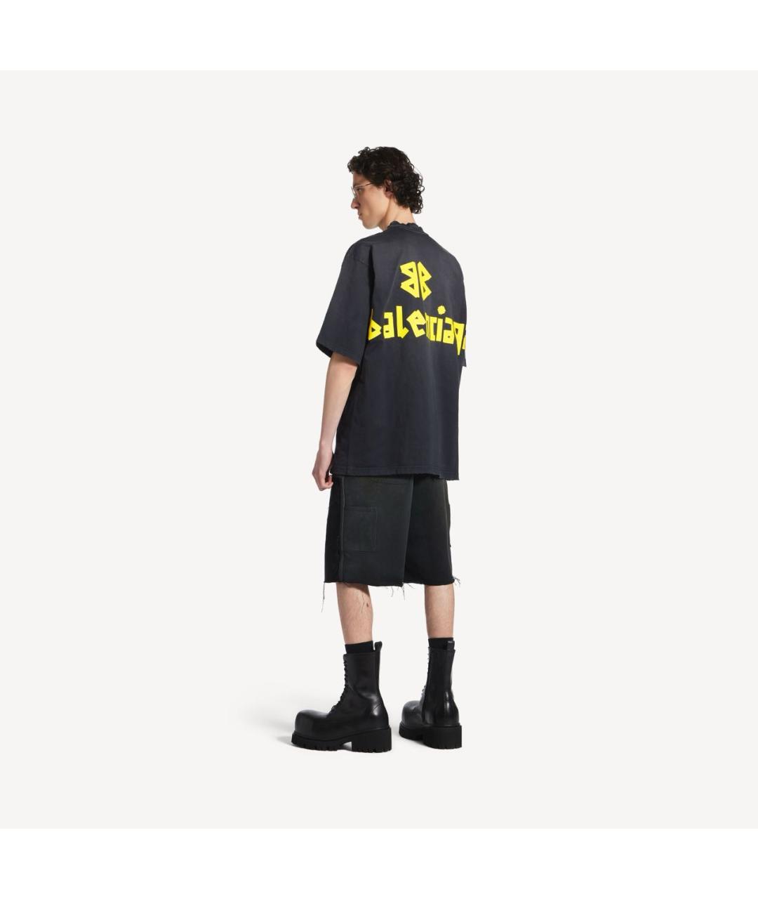 BALENCIAGA Черная хлопковая футболка, фото 8