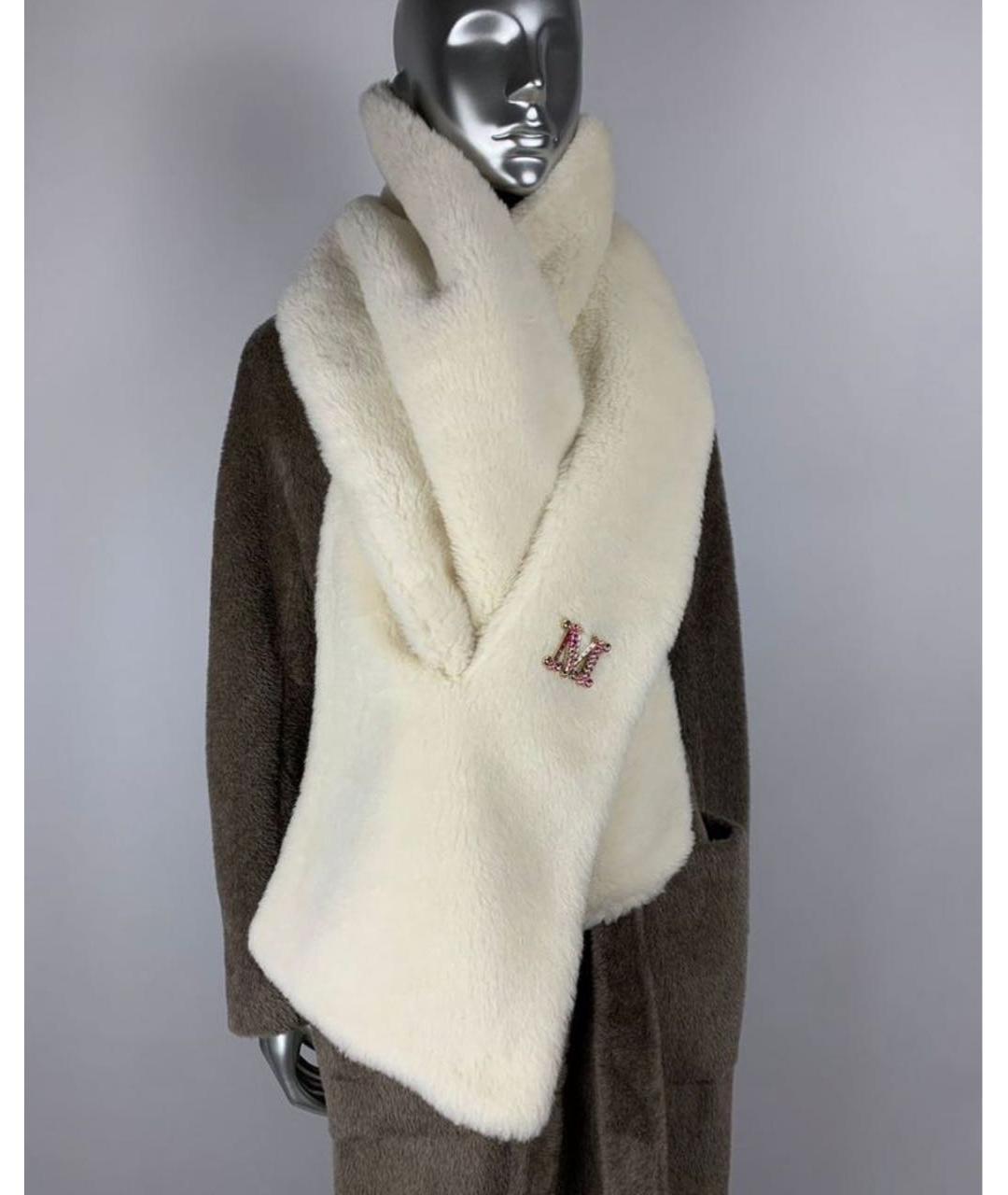 MAX MARA Белый шерстяной шарф, фото 5