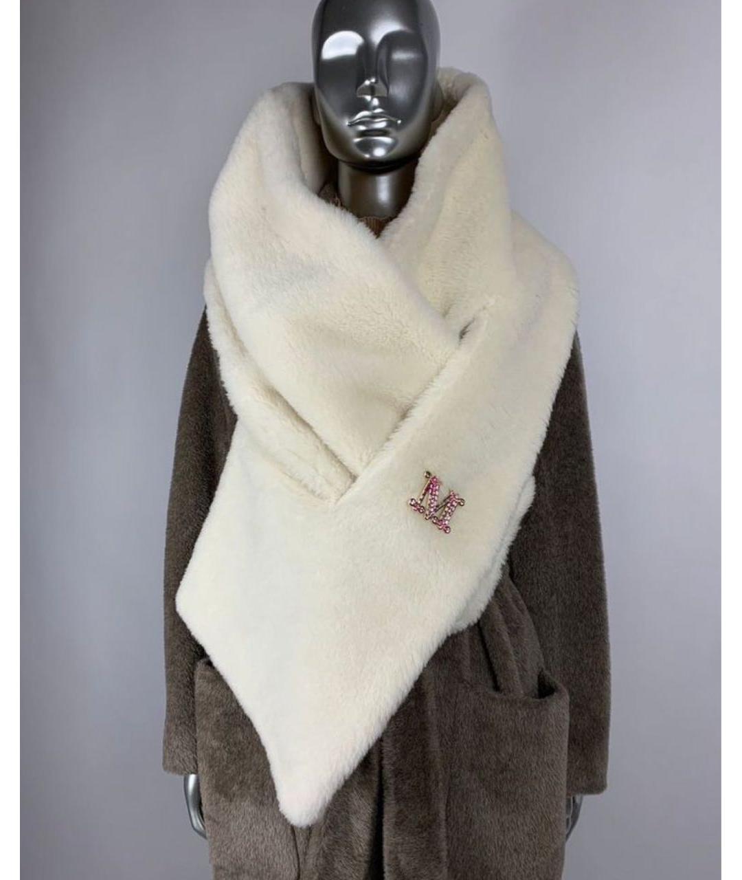 MAX MARA Белый шерстяной шарф, фото 6