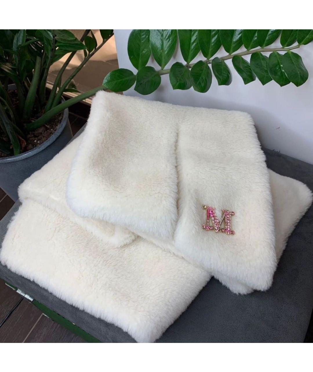 MAX MARA Белый шерстяной шарф, фото 2