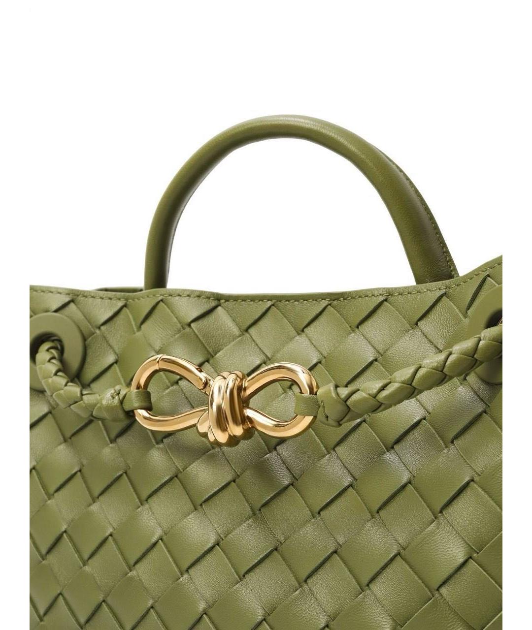 BOTTEGA VENETA Хаки кожаная сумка тоут, фото 4