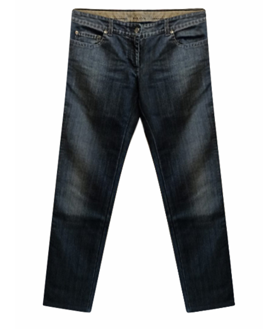 FENDI Синие хлопко-эластановые прямые джинсы, фото 1